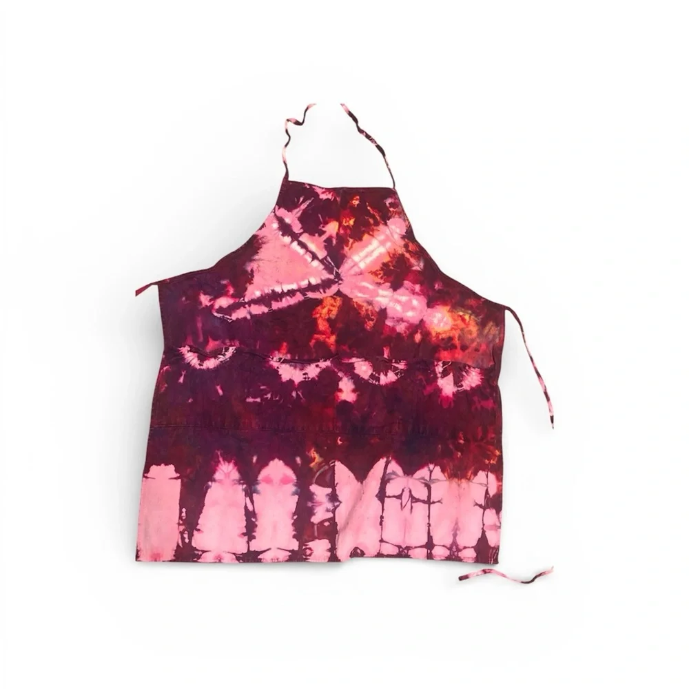 Vibrant Tie-Dye Apron in Pink and Red - Picture 1 of 4